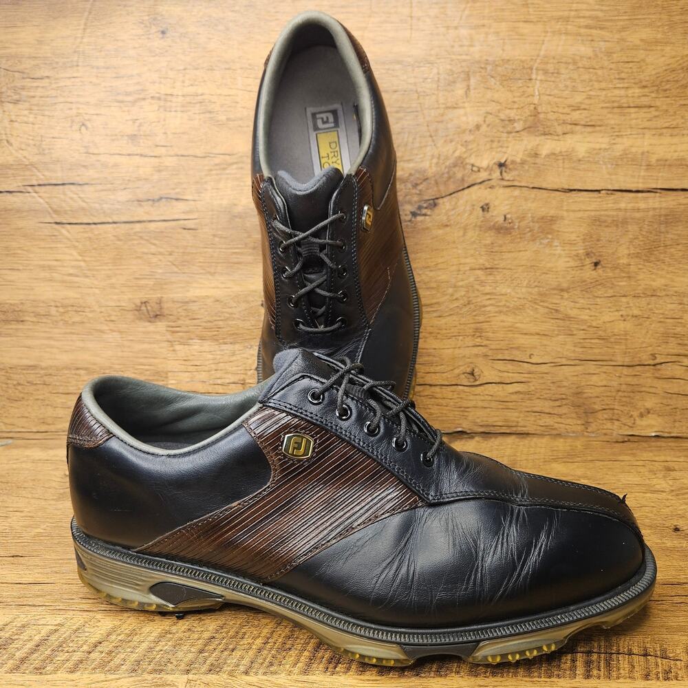 FootJoy DryJoys Tour Mens Golf Shoes sz 10 Wide Brown Black